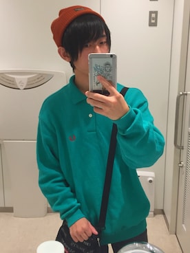 「soe（ソーイ）のアイテム（帽子）」を使った、Akiさん（メンズ・165cm）の秋コーディネート
