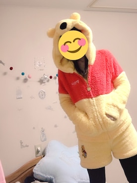 「アイテム（ルームウェア/パジャマ、イエロー系）」を使った、ちゃちゃさん（レディース・150cm）の冬コーディネート