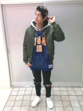 「ゴールドチェーン」｜Teru→さん（メンズ・172cm）の冬コーディネート