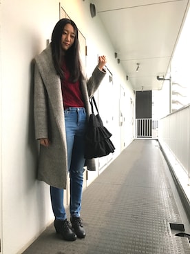 「elvence（エルベンス）のアイテム」を使った、りなさん（レディース・166cm）の冬コーディネート