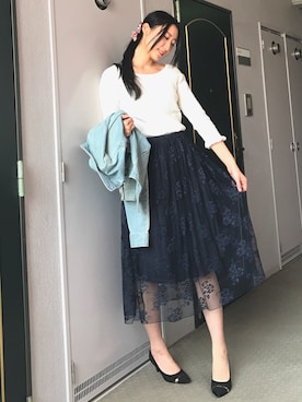 「7分袖」｜「アイテム（その他）」を使った、りなさん（レディース・166cm）の春コーディネート