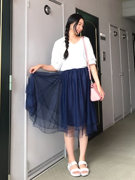 「アイテム（イヤリング）」を使った、りなさん（レディース・166cm・20代）の夏コーディネート