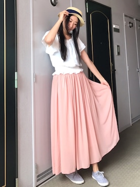 「CLOSE-UP（クローズアップ）のアイテム（スカート）」を使った、りなさん（レディース・166cm）の夏コーディネート