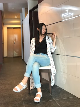 「レースタンク」｜りなさん（レディース・166cm）の夏コーディネート