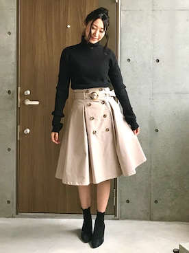 「Rubyrivet（ルビーリベット）のアイテム（その他アウター）」を使った、りなさん（レディース・166cm）の秋コーディネート