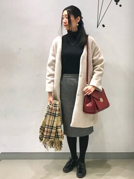 「アイテム（イヤリング）」を使った、りなさん（レディース・166cm・20代）の冬コーディネート