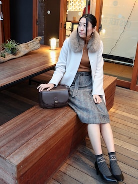 「アイテム（イヤリング）」を使った、りなさん（レディース・166cm・20代）の冬コーディネート