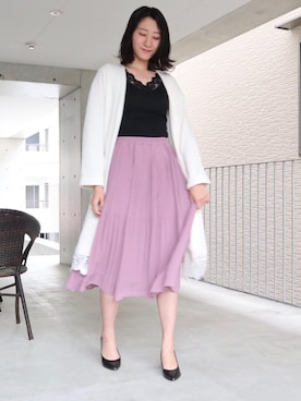 「OZOC（オゾック）のアイテム（カーディガン/ボレロ）」を使った、りなさん（レディース・166cm）の春コーディネート