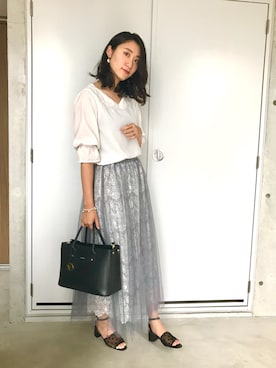 「アイテム（イヤリング）」を使った、りなさん（レディース・166cm・20代）の夏コーディネート