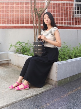 「真顔」｜りなさん（レディース・166cm）の夏コーディネート