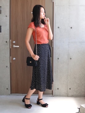 「PLAIN CLOTHING（プレーンクロージング）の【SALE!!プチプラ祭り】【14,500点突破】ダイヤ柄ステッチショルダーバッグ/ポシェット（ショルダーバッグ）」を使った、りなさん（レディース・166cm）の夏コーディネート
