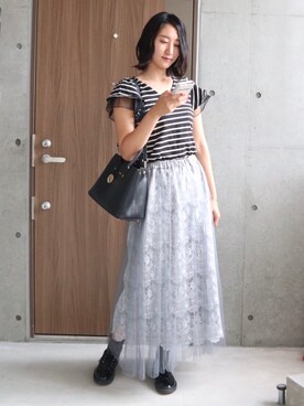 「SESTO（セスト）のアイテム（ドレスシューズ）」を使った、りなさん（レディース・166cm）の秋コーディネート