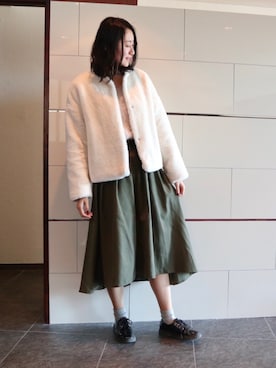 「SESTO（セスト）のアイテム（ドレスシューズ）」を使った、りなさん（レディース・166cm）の冬コーディネート