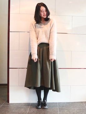 「SESTO（セスト）のアイテム（ドレスシューズ）」を使った、りなさん（レディース・166cm）の冬コーディネート