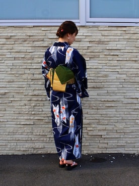 「花火」｜「アイテム（浴衣）」を使った、なつさん（レディース・162cm）の夏コーディネート