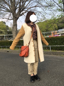 「Honeys（ハニーズ）のアイテム（チノパンツ）」を使った、ﾋﾟﾋﾟﾋﾟさん（レディース・157cm）の春コーディネート
