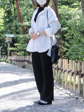 「ビッグシャツ」｜「アイテム（腕時計）」を使った、ﾋﾟﾋﾟﾋﾟさん（レディース・156cm）の春コーディネート