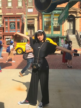 「USJ」｜「アイテム（つなぎ/オールインワン）」を使った、Kahokoさん（レディース・175cm）の夏コーディネート