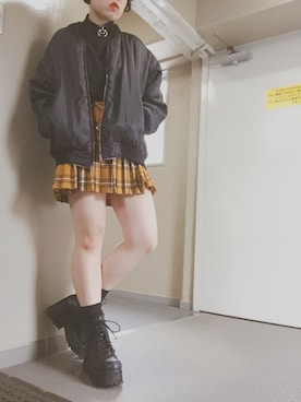 「アパレルスタッフ」｜「アイテム（ブルゾン）」を使った、え む ゆさん（レディース・158cm）の春コーディネート