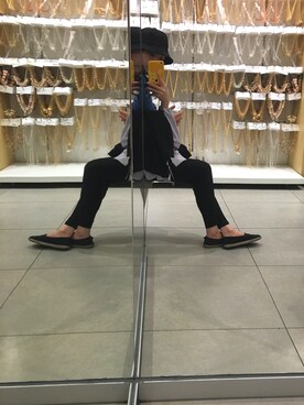 「H&M（エイチ・アンド・エム）のアイテム（モカシン/デッキシューズ）」を使った、十九話さん（レディース・164cm）の冬コーディネート