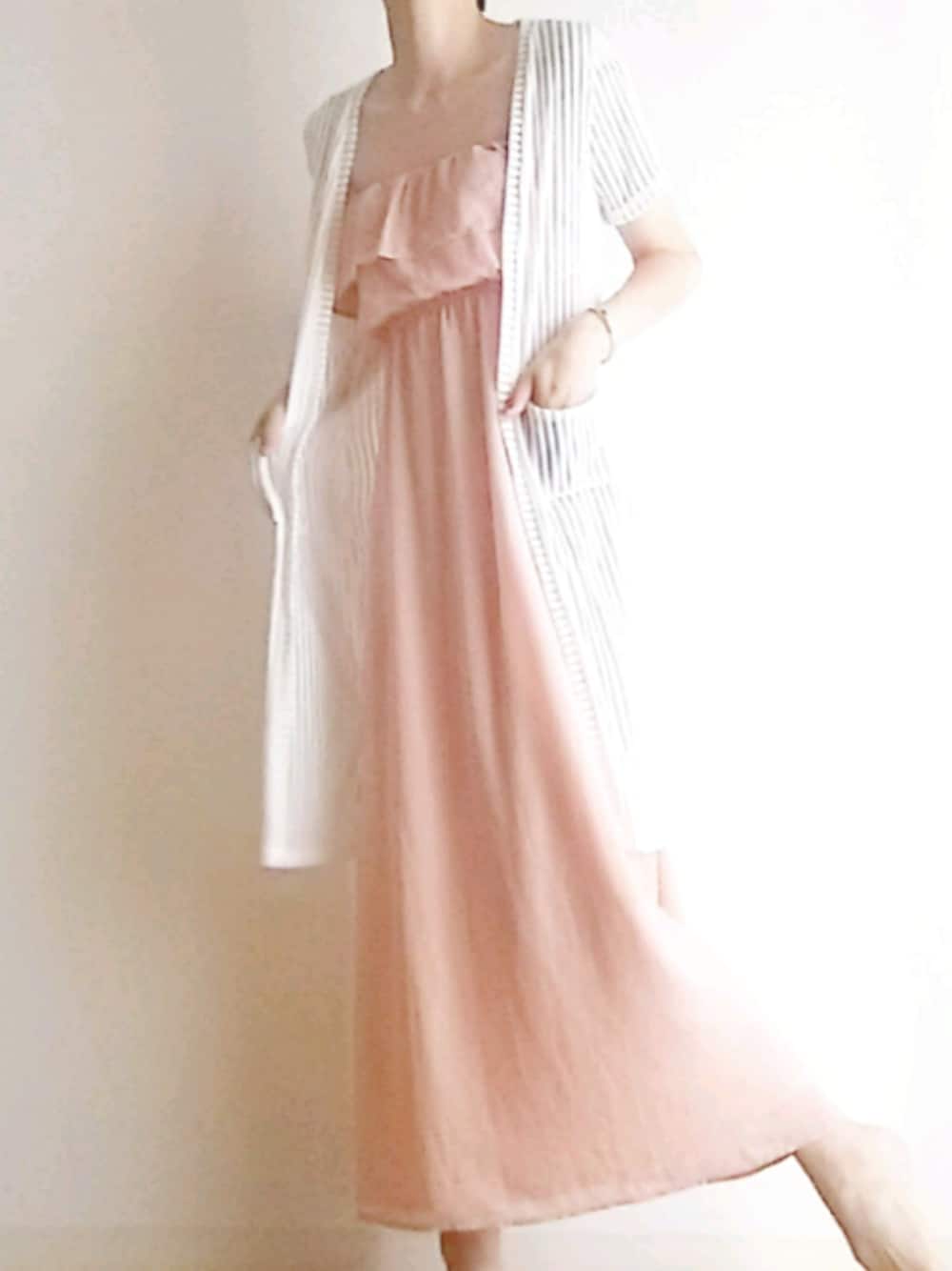 「女装、男の娘、初恋、あなたの初恋、トドカナイカラ、平井堅、おしゃれさんと繋がりたい、プチプラ」｜「H&Mのアイテム（ワンピース、ピンク系）」を使った、リヨさん（レディース・175cm）の夏コーディネートの1枚目の写真