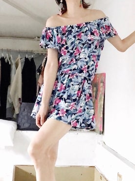 「水着」｜「アイテム（ワンピース/ドレス）」を使った、リヨさん（レディース・175cm）の夏コーディネート