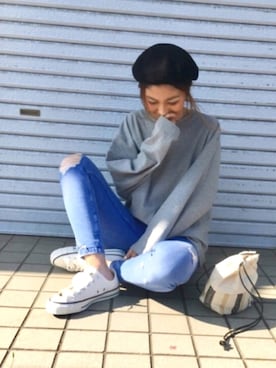 「TODAYFUL（トゥデイフル）のルーズロングT（Tシャツ/カットソー）」を使った、yukoさん（レディース・168cm）の春コーディネート