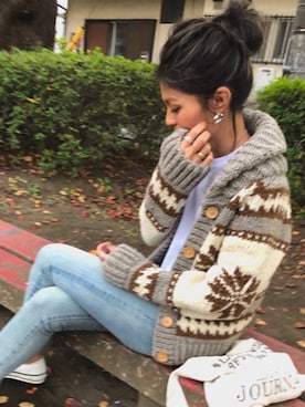 「カウチン」｜「アイテム（その他アウター）」を使った、yukoさん（レディース・168cm）の冬コーディネート