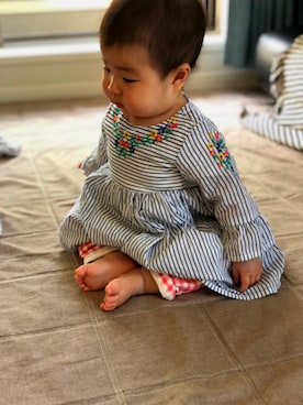 「GAP（ギャップ）のアイテム（チュニック）」を使った、riiiさん（キッズ・60cm）の春コーディネート