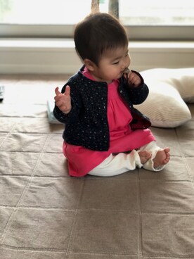 「PETIT BATEAU（プチバトー）のアイテム（その他アウター）」を使った、riiiさん（キッズ・60cm）の春コーディネート