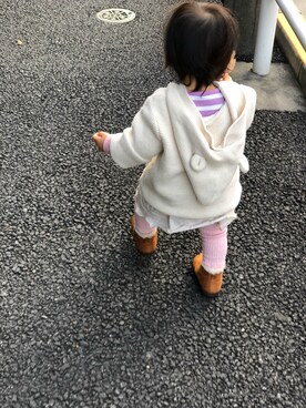 「お散歩」｜「アイテム（ジャケット/アウター）」を使った、riiiさん（キッズ・60cm）の冬コーディネート