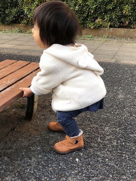 「お散歩」｜「アイテム（ジャケット/アウター）」を使った、riiiさん（キッズ・60cm）の冬コーディネート