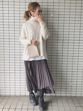 「rectangle（レクタングル）のアイテム（スカート）」を使った、mikippeさん（レディース・168cm）の冬コーディネート