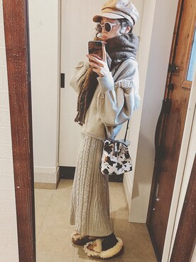 「アイテム（キャスケット）」を使った、mikippeさん（レディース・168cm・30代）の冬コーディネート