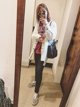 「オールドスクール」｜「アイテム（ミリタリージャケット）」を使った、mikippeさん（レディース・169cm）の春コーディネート