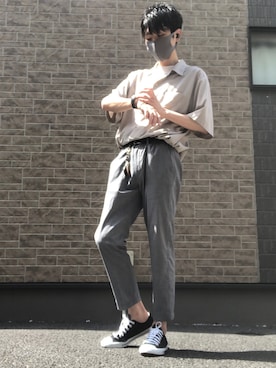 「CONVERSE（コンバース）のCONVERSE コンバース オール スター オックス / ALL STAR OX(BLACK) 32160321（スニーカー）」を使った、亮輔さん（メンズ・181cm・30代）の春コーディネート