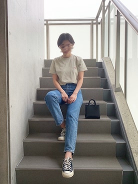 「MOUSSY（マウジー）のCLASP SHOULDER BAG（ショルダーバッグ）」を使った、miuさん（レディース・172cm）の夏コーディネート