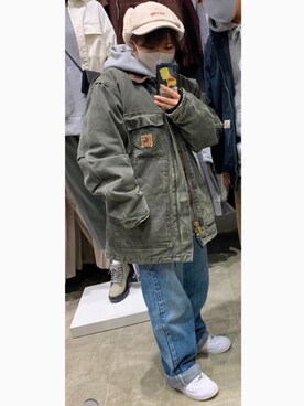 「スケボー」｜「アイテム（ジャケット/アウター）」を使った、suzuna.さん（レディース・148cm）の冬コーディネート