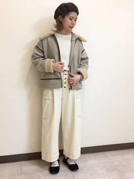 「POU DOU DOU（プードゥドゥ）のアイテム（ブルゾン）」を使った、いしざわさん（レディース・158cm）の秋コーディネート