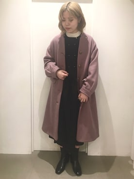 「POU DOU DOU（プードゥドゥ）のアイテム（その他アウター）」を使った、いしざわさん（レディース・158cm）の冬コーディネート