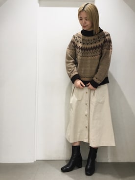 「求心柄」｜いしざわさん（レディース・158cm）の冬コーディネート