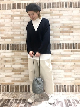 「POU DOU DOU（プードゥドゥ）のアイテム」を使った、いしざわさん（レディース・158cm）の冬コーディネート