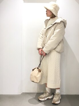 「POU DOU DOU（プードゥドゥ）のアイテム（ブルゾン）」を使った、いしざわさん（レディース・158cm）の冬コーディネート