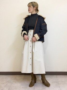 「POU DOU DOU（プードゥドゥ）のアイテム（ブルゾン）」を使った、いしざわさん（レディース・158cm）の冬コーディネート
