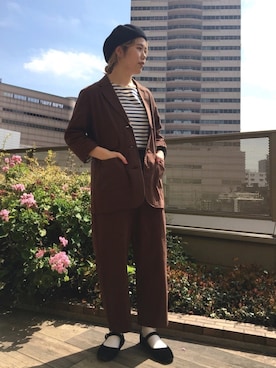 「POU DOU DOU（プードゥドゥ）のアイテム（ブルゾン）」を使った、いしざわさん（レディース・158cm）の春コーディネート