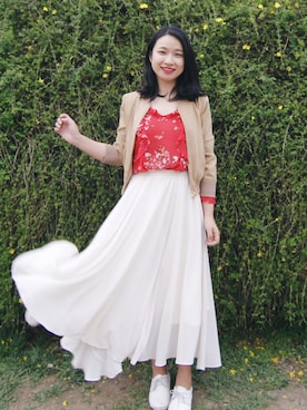 「JUSGLITTY（ジャスグリッティー）のアイテム（ジャケット/アウター）」を使った、stellaさん（レディース・169cm）の春コーディネート