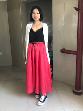 「Ray BEAMS（レイビームス）のRay BEAMS / 麻 ギャザー マキシ スカート（スカート）」を使った、stellaさん（レディース・169cm）の夏コーディネート