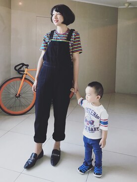 「MONKI（モンキ）のアイテム（オールインワン・サロペット）」を使った、stellaさん（レディース・169cm）の秋コーディネート