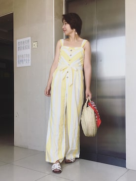 「MANGO（マンゴ）のアイテム（オールインワン・サロペット）」を使った、stellaさん（レディース・169cm）の夏コーディネート