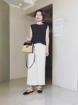 「Ameri（アメリ）のアイテム（かごバッグ）」を使った、stellaさん（レディース・169cm）の夏コーディネート